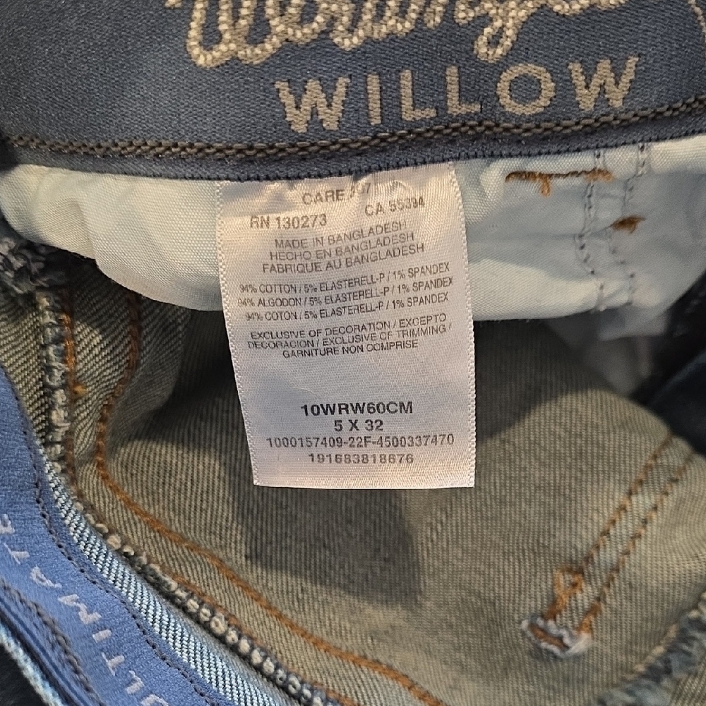 Wrangler Willow Blue Denim Jeans- 5x32 - Picture 5 of 6